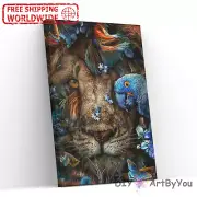 Paint By Numbers Kit Lion Animal Wall Framed Canvas Oil Home Beginner Painting