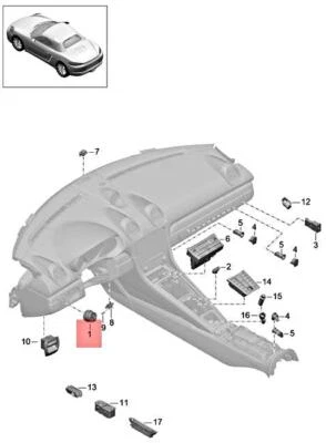 Genuine PORSCHE Switch For Lighting Matt Black/hi-gloss chrome 97061353309DML (for: Porsche)