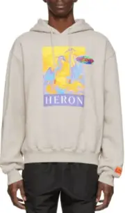 Heron Preston hoodie sweatshirt adult XL gray stretch pockets cotton $300 mens