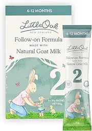 LittleOak Natural Goat Milk Follow-on Formula, Stage 2, 6-12 Months, 6 x 30gm Sachet