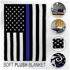 Thin Blue Line Soft Plush 50x60in Police Dept. Throw Blanket for Bedroom Decor