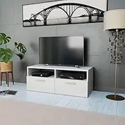 TV Stand Living Room Entertainment Center Media Table Bedroom, Modern TV Cabinet, Storage and Shelves, White Engineered Wood