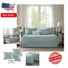 Complete 6-Piece Daybed Cover Set - Twin Size Quilted Design in Peyton Blue
