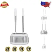 Compact White Toilet Brush & Plunger Caddy – Sleek Stainless Steel Design