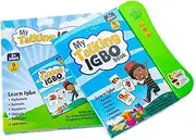 My Talking Igbo Book, Press Play & Listen; A vividly illustrated Igbo Children's learning toy sound book. It has alphabets, numbers, body parts, family, occupations, cultural titbits, folktales, etc.