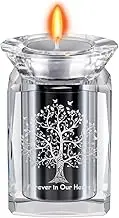IFOLAINA Small Urn for Human Ashes Adult Male Cremation Crystal Storage Keepsake Candle Holder Funeral Memorial and Ash for Loved Ones - Tree of Life