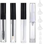 10ml Empty Mascara Tube and Wand, Lip Gloss Tubes with Wand, Eyeliner Tube with Rubber Inserts and Funnels, Airless Pump Bottles Travel Foundation Container (4 Pack)