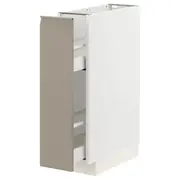 METOD / MAXIMERA base cabinet/pull-out int fittings, white/Upplöv matt dark beige, 20x60x80 cm