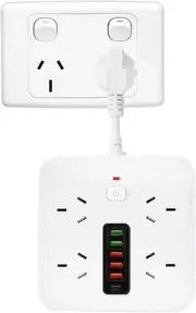10 in1 Power Strip, Power Board with USB C with 4-Sockets Combo, 5-USB A 1-US...