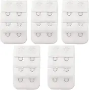 [STKARCV] 5Pcs Ladies Useful Bra Black White Extenders Strap Extension 2 Hooks 3 Rows Adjustable Belt Buckle Button Accessories DIY Women(White)