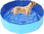 Foldable Dog Swimming Pool, Collaps-ible Dog Bathtub, Pet Bathing Tub with Drain, PVC Non-Slip for All Kinds of Pets