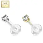 14K Gold Round Gem BioFlex Labret Philtrum Medusa Tragus Conch Helix Ring Stud