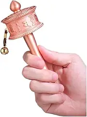 Buddhist Prayer Wheel-Hand Cranking Buddhist Prayer Wheel Hand Held Prayer Wheel Nepal Tibetan Buddhist Prayer Wheel Religious Collectible(Brass,Small)