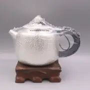Solid S999 Fine Silver Teapot With Lid Handle Vintage Hammer Tea Pot 5.5inch H
