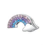 Rainbow Bridge Cloud Purple Blue Colorful Silver plating Charm Fit Bracelet Bangle