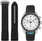 [TACTICAL FROG] Rubber Bands for Moonswatch Watch, Curved End Rubber Strap Compatible with Omega X Swatch Moonswatch Speedmaster Diver and More 20mm Watch Replacement Band, Deployment Buckle Men Women