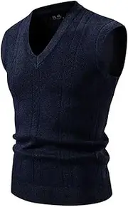 [Fulbant] Men's V-Neck Sleeveless Vest Classic Pullover Knitted Waistcoat Sweater Cardigans Tank Outdoor Streetwear