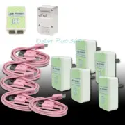 5X 4 USB PORT WALL ADAPTER+10FT CABLE POWER CHARGER PINK FOR GALAXY S4 S3 NOTE 2