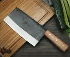 Chinese Cleaver Knife Handmade Forged Steel Wood Handle Slicing Chef Butcher Cut