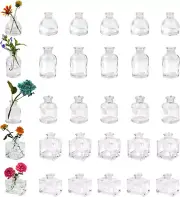 Mini Glass Bud Vases Set of 25, Small Flower Vases in Bulk, Clear Mini Bud Vases