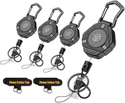 Oaridey Magnetic Retractable Keychain, Heavy Duty Carabiner Badge Holder with Phone Tether Tabs, Tactical ID Badge Reel with 31.8'' Coated Steel Cord and Lobster Clasp, Bearing 10.0 oz - 4 Pack