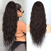 Ponytail Extensions, Brown, Long Wrapped Hairpiece, Ponytail, Natural Synthetic Hair, Hair Extensions for Women, Afro Braid Ponytail, Approx. 65 cm, 095B