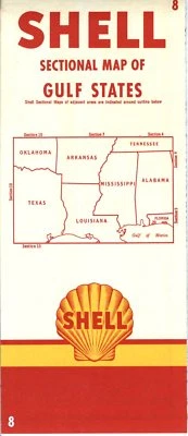 1956 Shell Road Map: Gulf States NOS