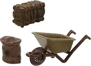 Milisten 1 Set Miniature Farm Tools Set Micro Landscape Cart Model with Mini Hay Bale for Creative Play and Decoration Lightweight and Versatile Miniature Props for Collectors