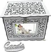 WHAMVOX 1 Set Box Decoration Silver Wedding Favor Boxes Wedding Card Holder Acrylic Wooden Card Container