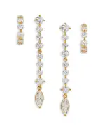 Nadri Cassi Cubic Zirconia Hoop & Dangle Drop Earrings, Set of 2