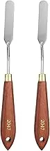 2pcs Palette Knife Painting Tool 2.56" x 0.67" Stainless Steel Teardrop Blade 8.46" Length Spatula Painting Pallet Knives with Hole Beech Wood Handle for Acrylic Canvas, Red/Silver