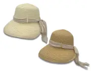 Women's Asymmetrical Wide Brim Summer Floppy Beach Straw Hat With Ribbon