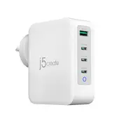 J5create JUP43130 130W GaN USB-C 4-Port Charger - (USB-C PDx 3, USB-A x 1 with Auto Balance Output) - Charge your phones, tablets, or laptops