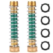 2 Pack Brass Garden Hose Extension Adapters Hose Kink Protector with Coil Spring