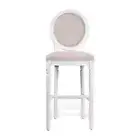 French Provincial Louis XV Style Upholstered Bar Stool Kitchen Chair Oval White