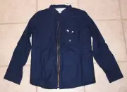 NWT Abercrombie Boys Size 13/14 Sherpa Lined Blue Zip Front Jacket Shirt
