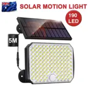 Solar Lights 190 LED PIR Motion Sensor Outdoor Garden Wall Security Flood Lamp