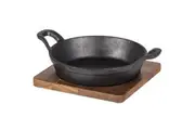 Davis & Waddell: Fine Foods Cast Iron Skillet with Acacia Trivet - Round (24.5x18.5x7.2cm)