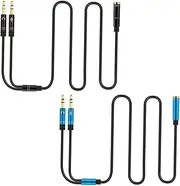 LABRIMP 2PCS Headphone Y Splitter Cable Male to Dual Female Audio Adapter for Easy Connection to Computers Laptops and More Flexible and Durable Design