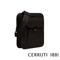 在飛比找momo購物網優惠-【Cerruti 1881】義大利頂級小牛皮肩背包(黑色 C