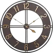 Large Outdoor Garden Wall Clock, Round Antique Sticker Garden Clock Open Face Metal Waterproof Outdoor Clock Indoor Outdoor Decoration Mute Quartz Wall Clock Outside Clock(23in,60c