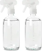 MAISONOVO Glass Spray Bottles for Cleaning - 16.9 fl oz Clear x 2 with 16 Labels
