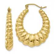 10k Y Gold Oval Hoop Earrings | Designs by Nathan | 5 x 30mm | Shrimp Creole