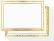 Belle Vous Certificate Paper A4 Printer Paper A4 White (Pack of 50) - Certificate Paper Printer with Gold Foil Border - Printer Paper for Employees, Graduation Certificates, Schools, Diplomas and More