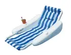 Swim Central Blue and White Striped Pool Adjustable Back Floating Lounge Chair
