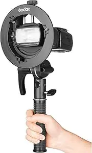 GODOX S2 Speedlite Bracket Bowens Mount Holder + Cold Shoe Flash Mount for Godox V1 Series, AD200Pro, AD200, AD400Pro, V860II Series, TT350 TT685 TT600 Series Flash