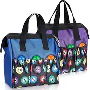 Sweetude 2 Pcs Bingo Dauber Bag Tote Bag Handle and Zipper Bingo Bag with 6 External Pockets and 3 Internal Pockets(Blue, Purple), Blue, Violet, Tote