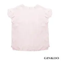 在飛比找momo購物網優惠-【GINKOO 俊克】條紋荷葉袖上衣