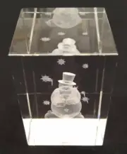 3D LASER ETCHED CRYSTAL SNOWMAN