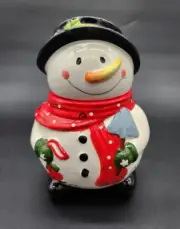 Snowman Cookie Jar 9" Ceramic Christmas Cookie Jar Winter Cookie Jar NEW IN BOX